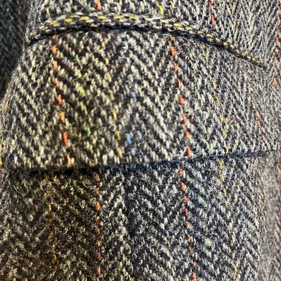 Vintage 1980s Harris Tweed Blazer Charcoal Gray Herringbone Wool Jacket Men 40R - Picture 10 of 15